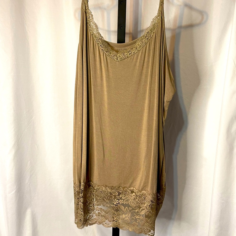Tan Cami with shimmery lace detail